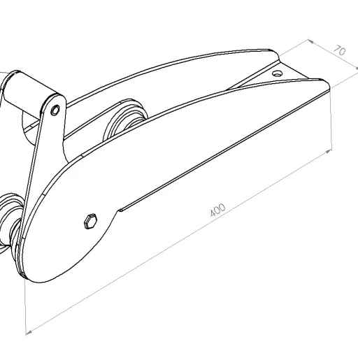 Ankerrulle 400/70/117 mm, rustfri 304, 15 kg