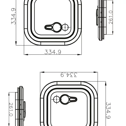 Dekksluke i aluminium, kvadratisk, 258 x 258 mm lys