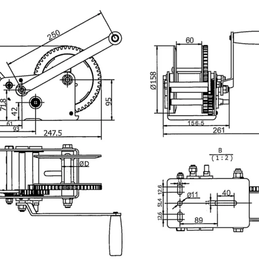 Rock Tilhengervinsj manuell brems 817 kg