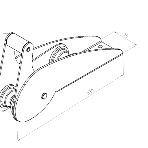 Ankerrulle 330/70/117 mm, rustfri 304, 10 kg