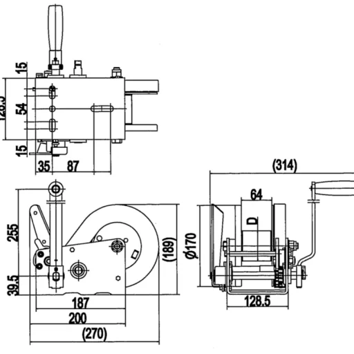 Rock Tilhengervinsj manuell brems 1140 kg