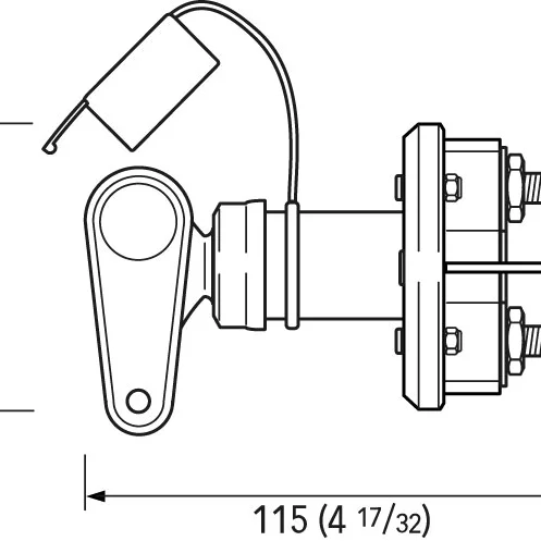 Quick Hovedstrømbryter med uttakbar nøkkel, rød