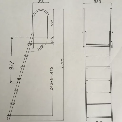 1852 Bryggetrapp nedfellbar i HDG 4 trinn