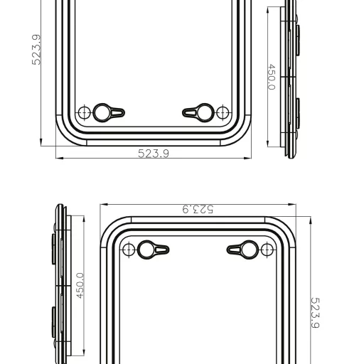 Dekksluke i aluminium, kvadratisk, 442 x 442 mm lys