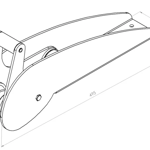 Ankerrulle 495/90/150 mm, rustfri 304, 20 kg