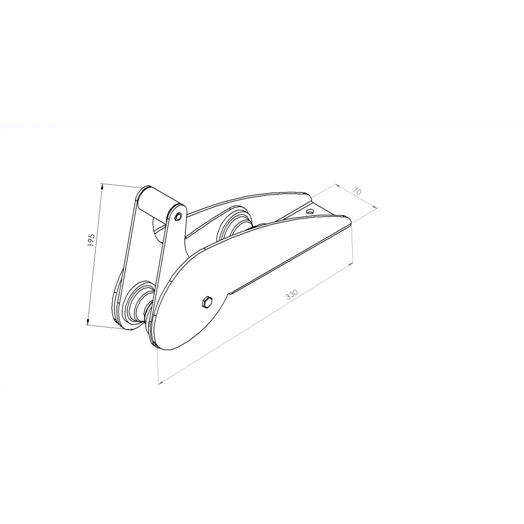 Ankerrulle 330/70/117 mm, rustfri 304, 10 kg