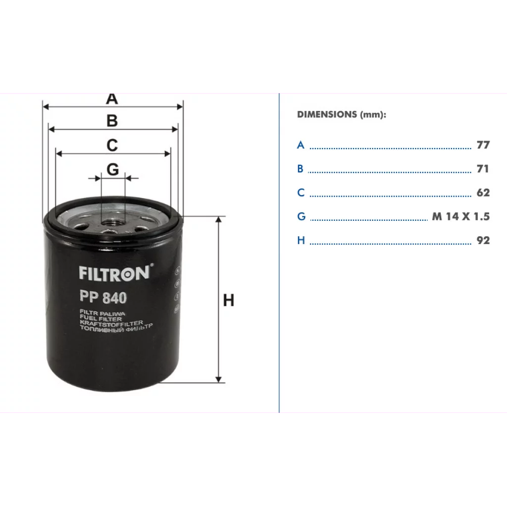 Filtron Drivstoffilter PP840