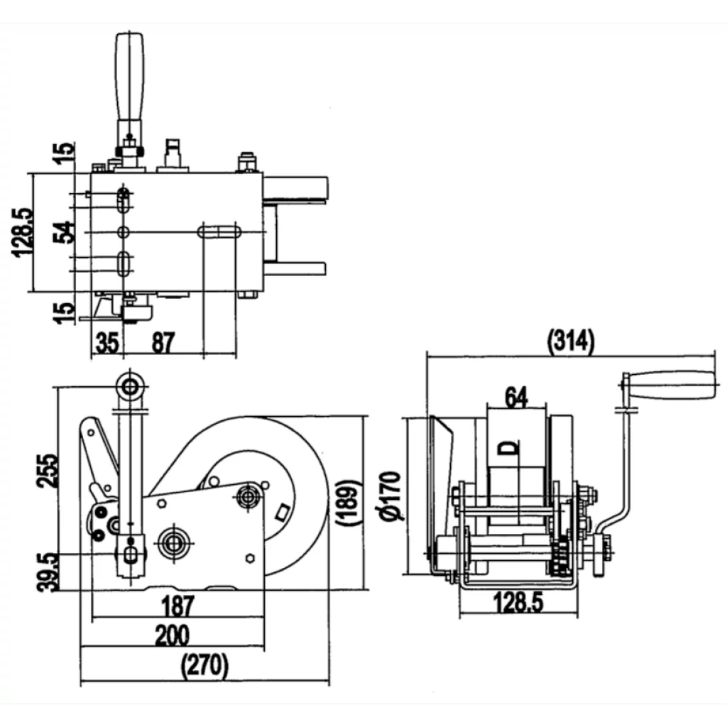 Rock Tilhengervinsj manuell brems 1140 kg