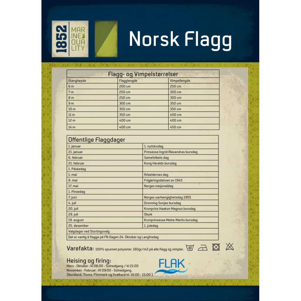 Norsk flagg til flaggstang, 400 cm