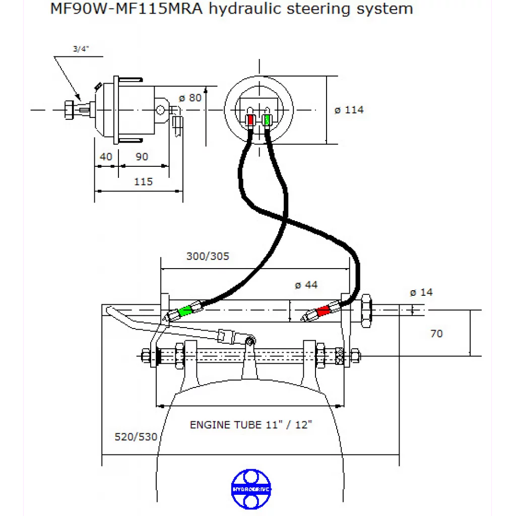 Hydraulisk styring komplett inntil 90 HK NordFlex