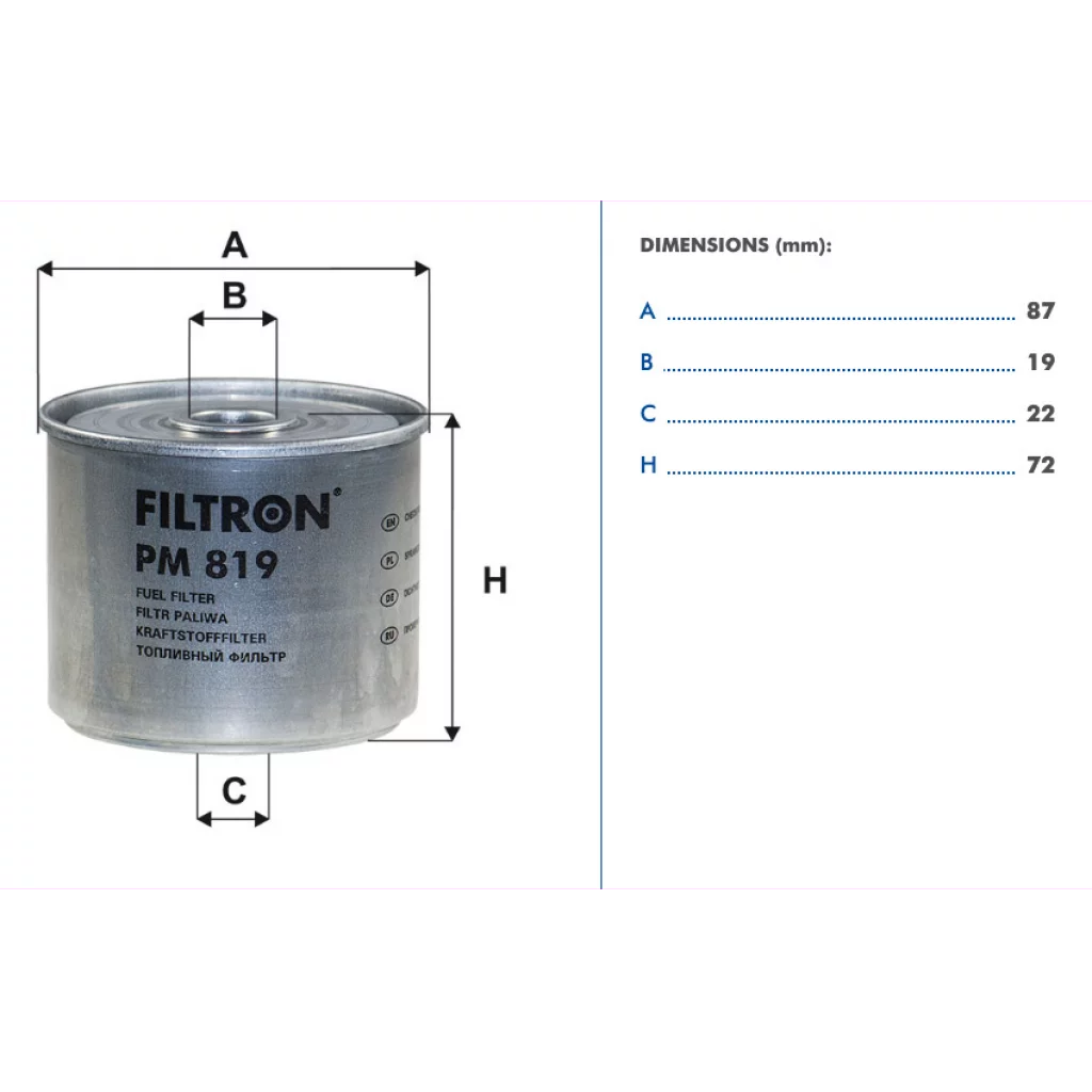 Filtron Drivstoffilter PM819
