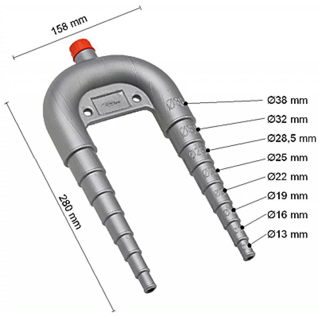Svanehals 13-38 mm m/ventil plast