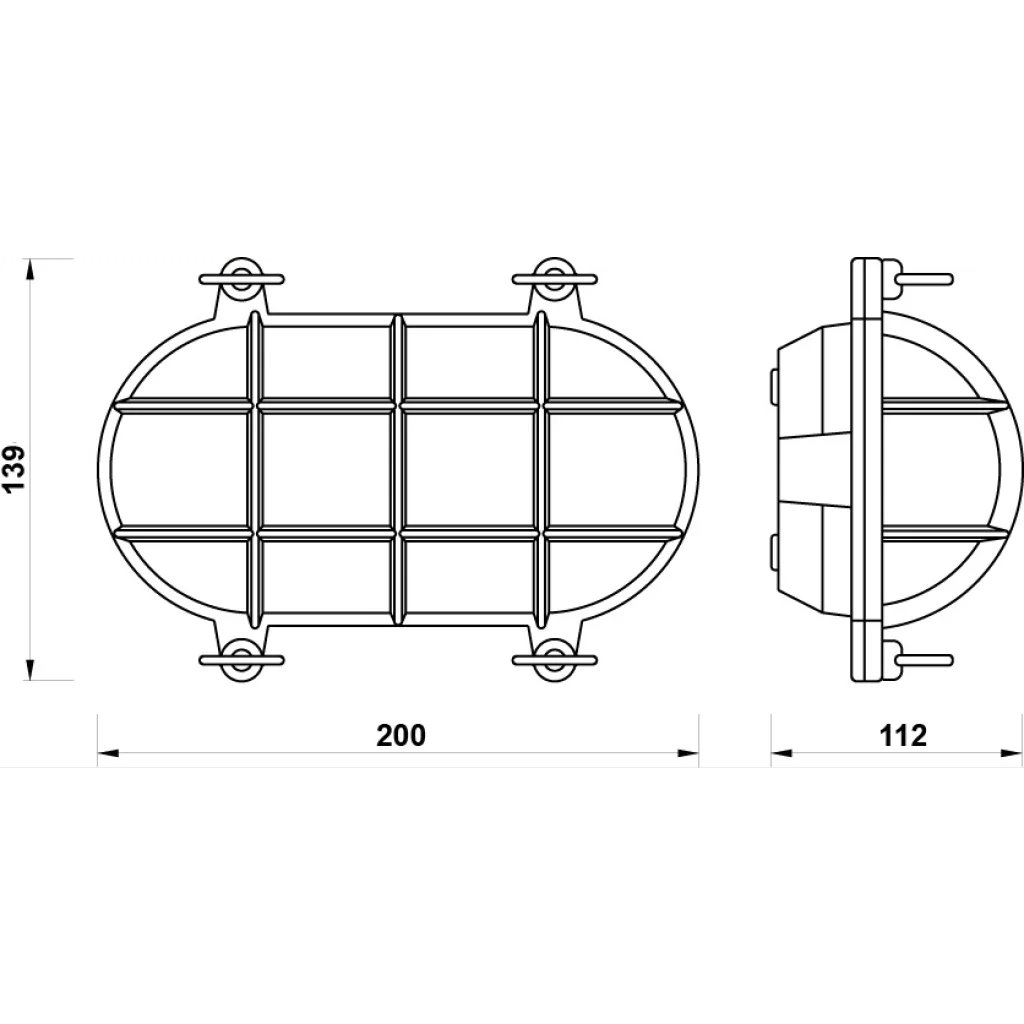 Skilpaddelampe forkrommet, oval 195 mm