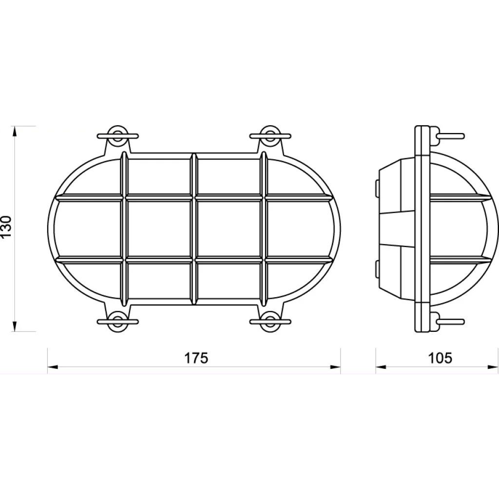 Skilpaddelampe forkrommet, oval 175 mm
