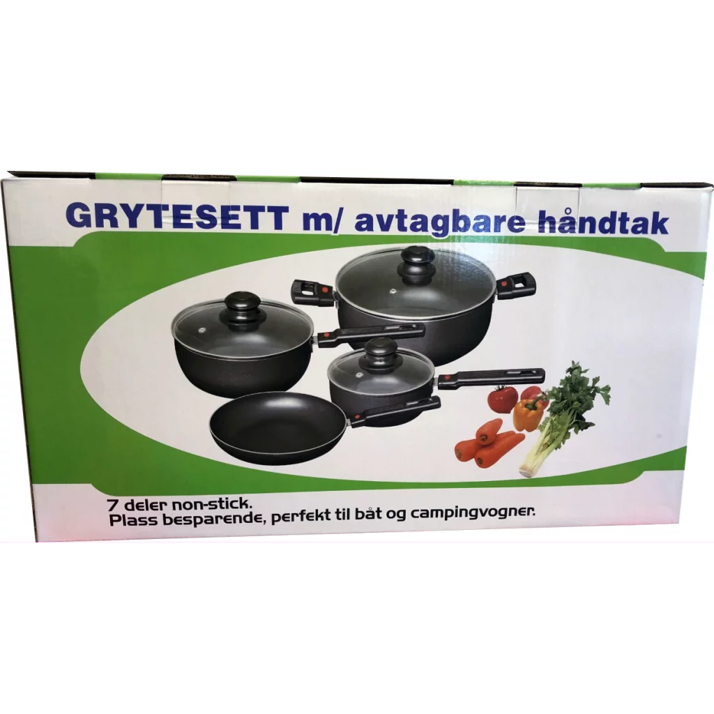 Grytesett m/avtakbare håndtak