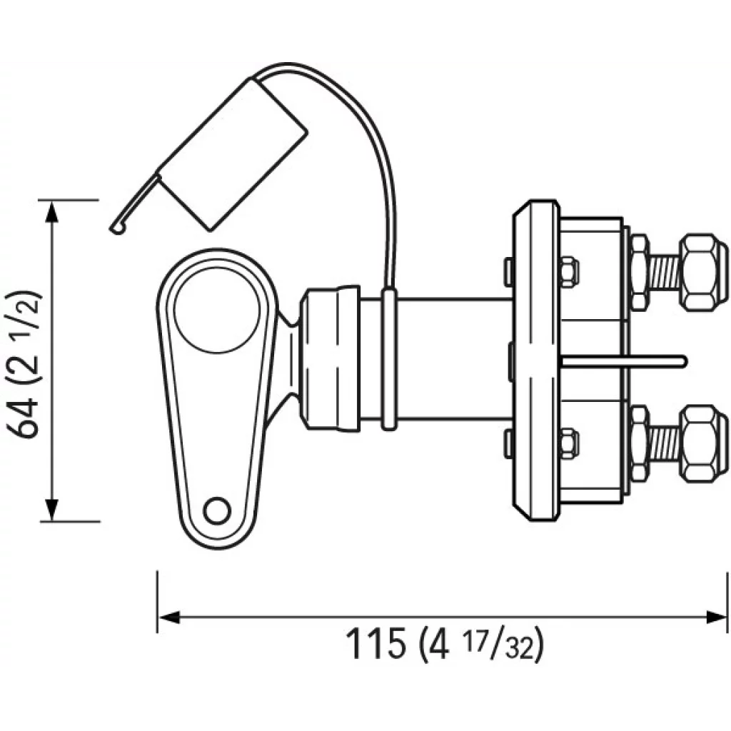 Quick Hovedstrømbryter med uttakbar nøkkel, rød