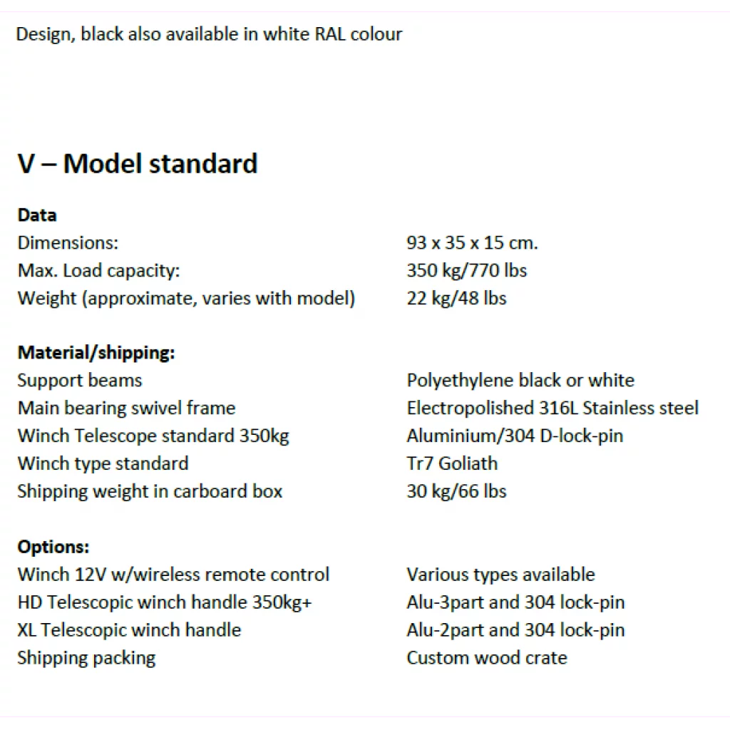 NorDav Davit V-model standard Hvit