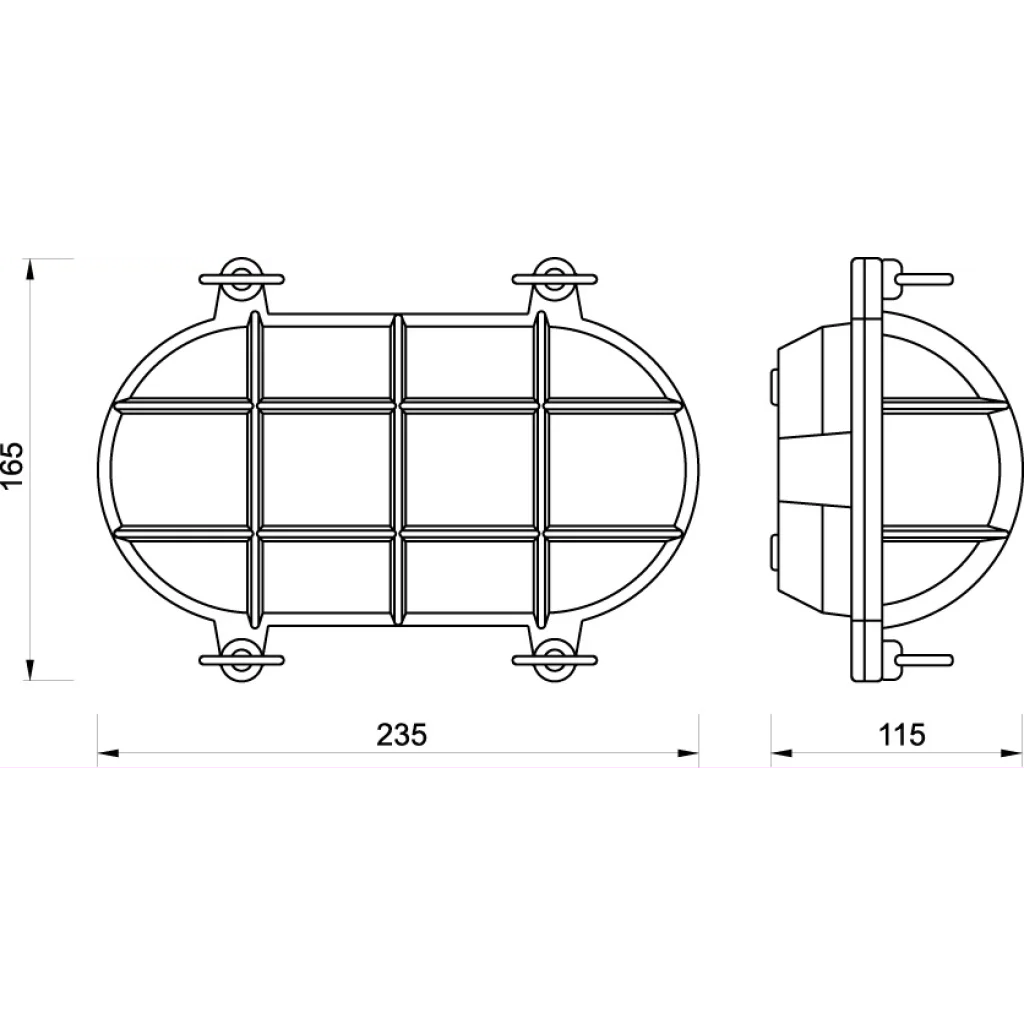 Skilpaddelampe forkrommet, oval 235 mm