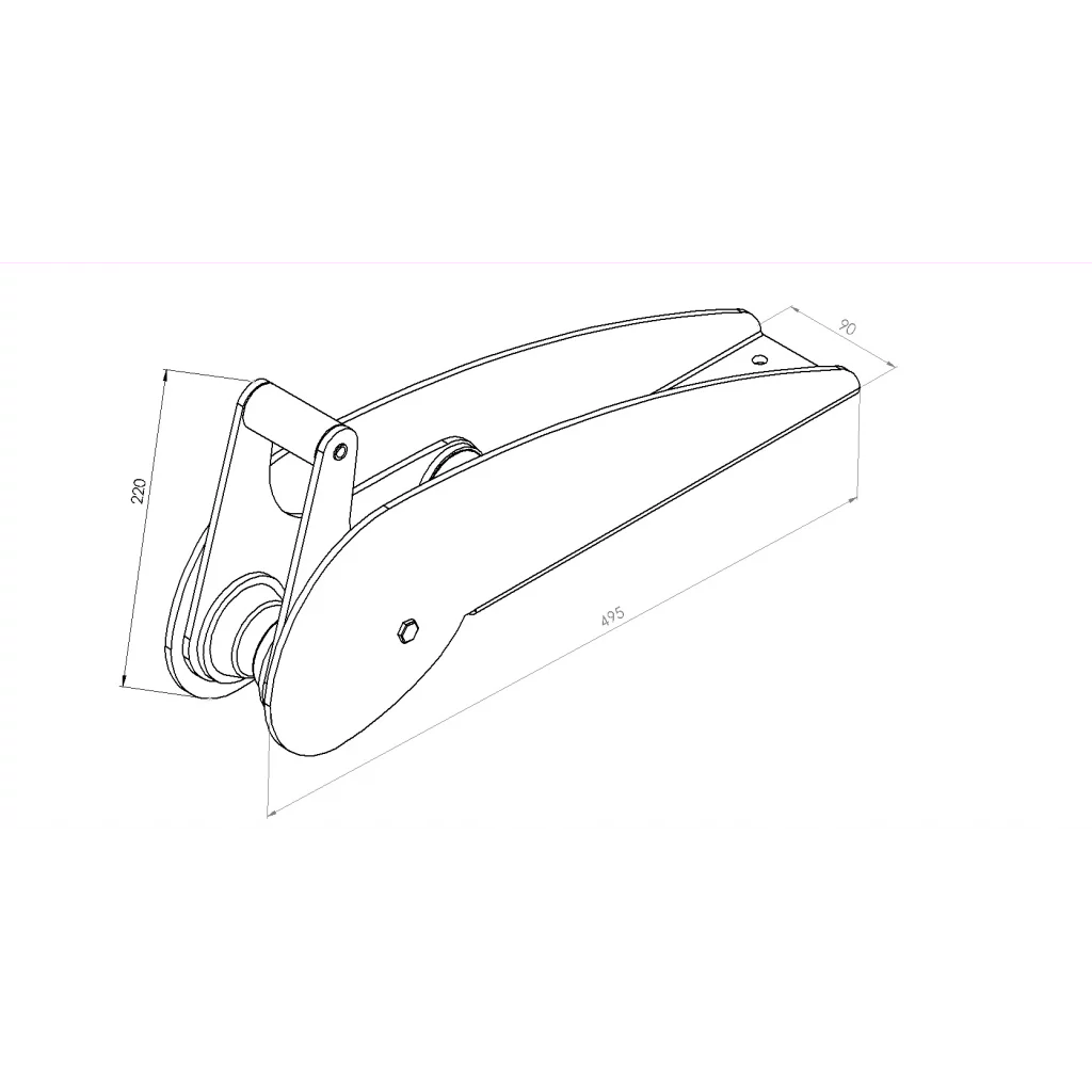 Ankerrulle 495/90/150 mm, rustfri 304, 20 kg