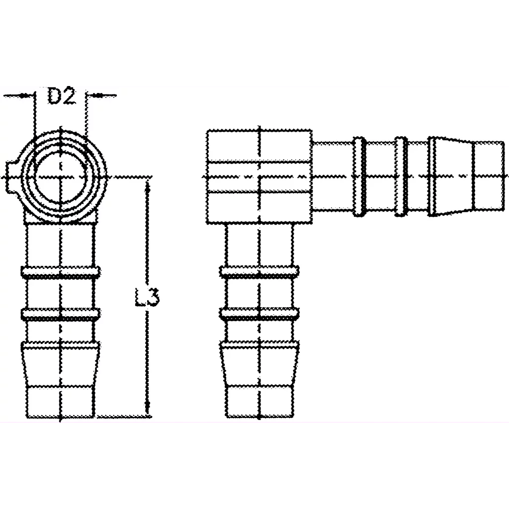 Vinkelstykke plast Ø 13 mm