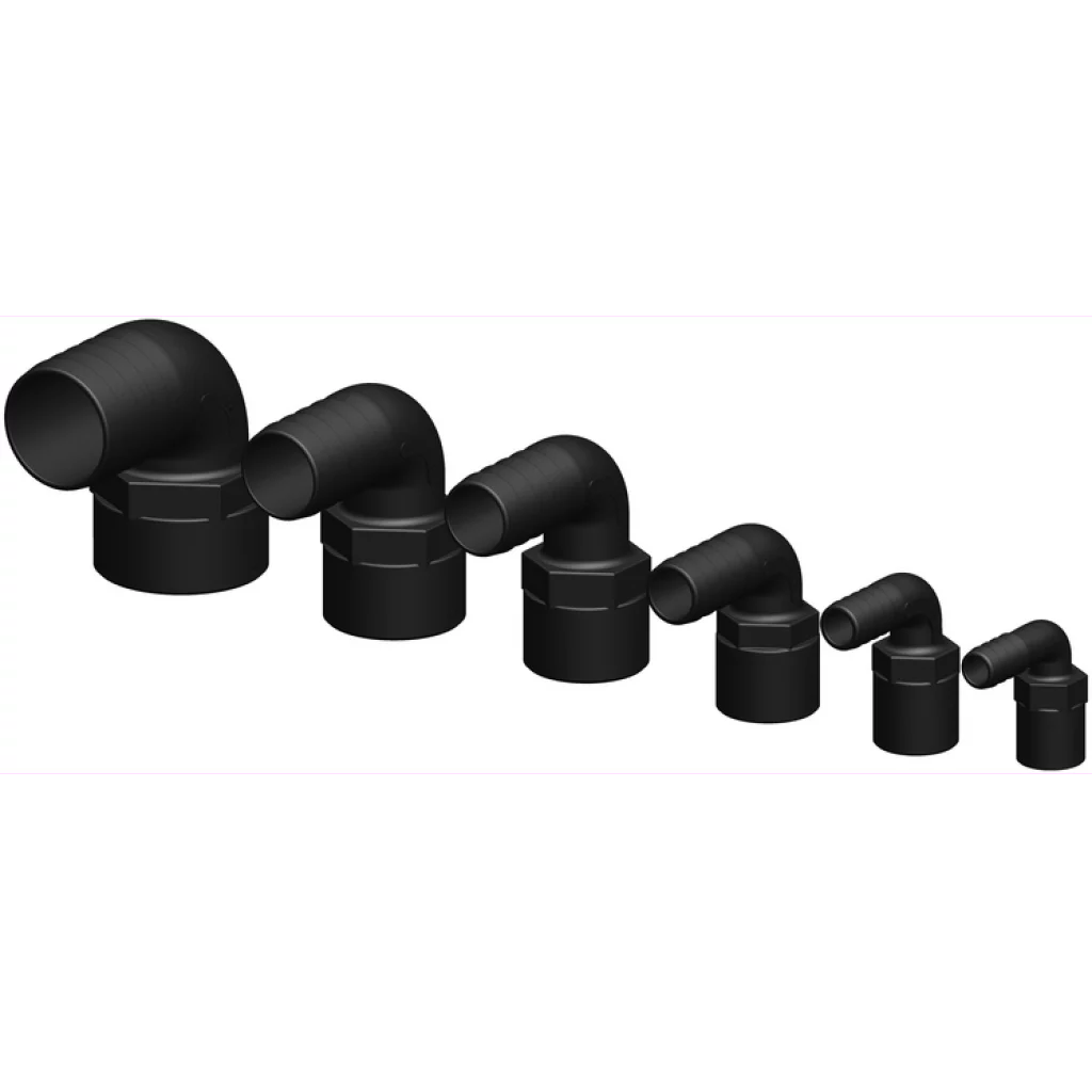 Slangekopling 90 grader hun 1" 25mm slange kompositt