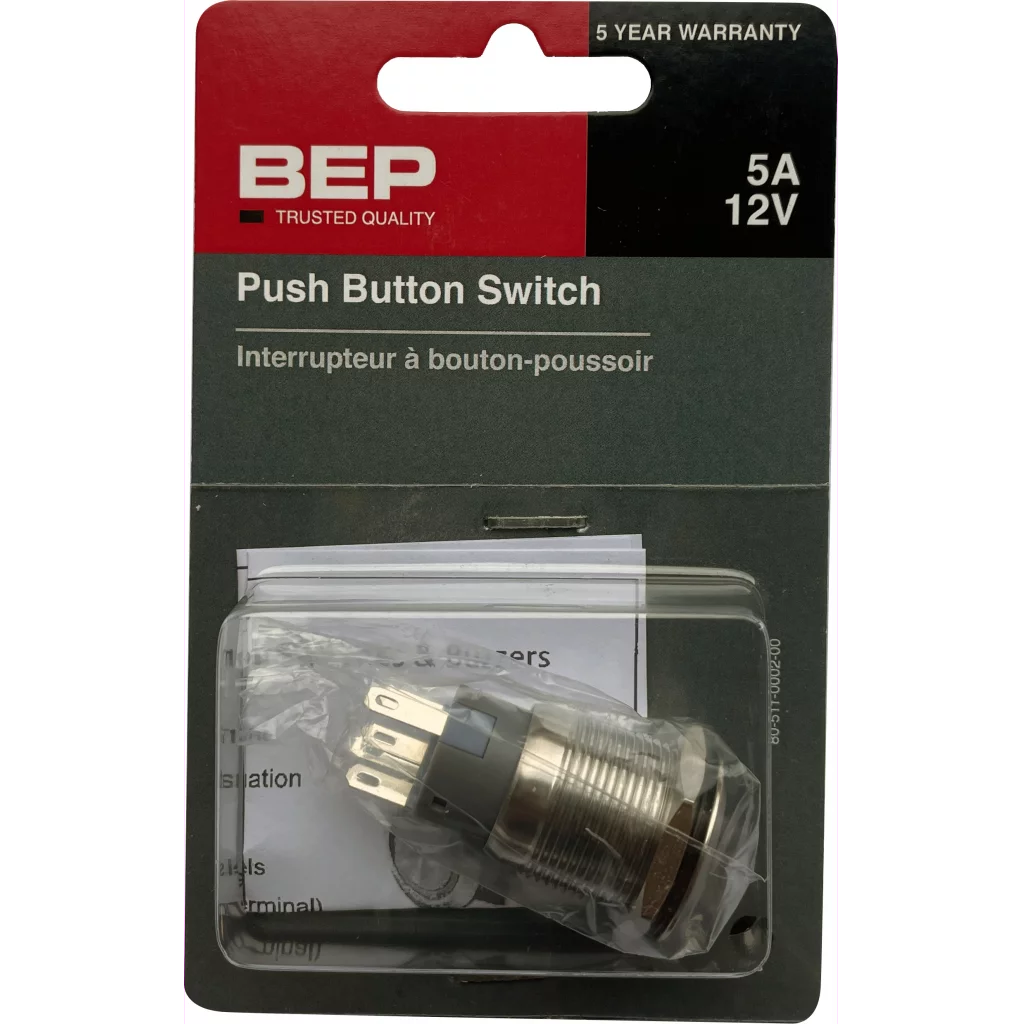 Rustfri bryter LED Blå 12V, av/på