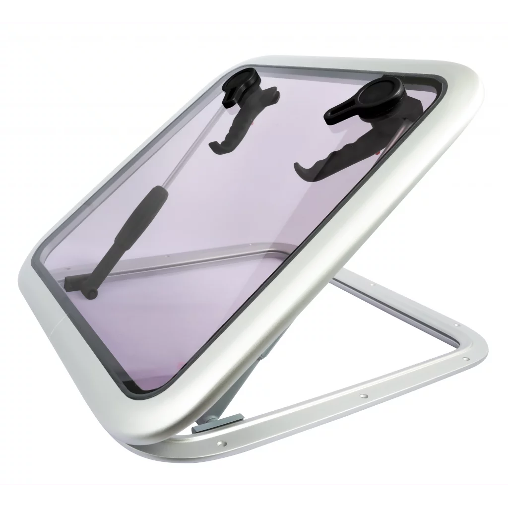 1852 Dekksluke i aluminium, kvadratisk, 442 x 442 mm lys